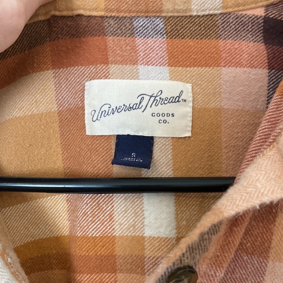 Fall flannel button up / button down - orange , universal theads - Picture 3 of 6